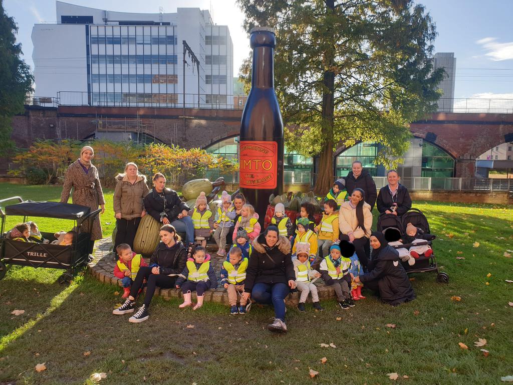 Children and staff on a community outing